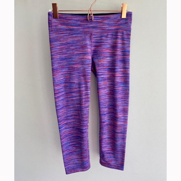 Athleta Girl Chit Chat Space Dye Pink & Purple Striped Capri Leggings - Picture 3 of 9